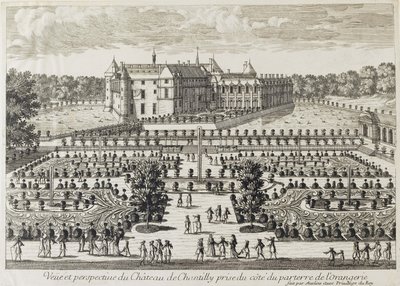 Blick auf das Schloss Chantilly von der Orangerie von Francois Antoine Aveline